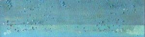 島田豊実による抽象画みずいろの景色/26 / Light Blue Landscape / 26。質感のある水色とティール色の横縞が特徴で、斑点や古びたようなディテールが施されている。.